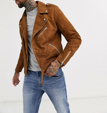 Giacca Uomo Pelle Marrone Pura