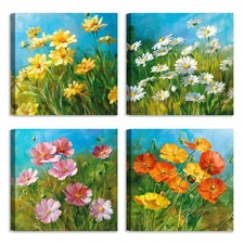 Set di 4 Quadri Floreali