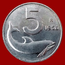 ITALIA 5 Lire 1956 Delfino