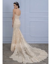 Abito da sposa a sirena/tromba corte a cuore treno pizzo con ricami