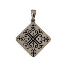 Ciondolo argento sterling motivo ricamo bulgaro simbolo popolare nichel free 925