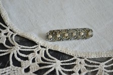 SPILLA Vintage Decorata Perle Pin Badge Gioiello Deco Pearl Silver Metal 1930 