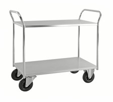 Carrello robusto lamiera 2 ripiani Elettro galvaniz. freno - KM4126-EB Kongamek
