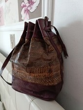 Borsa Secchiello Donna In Pelle E Vero Pitone, Piede Unico, Vintage Originale 