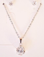 Parure donna acciaio inox e zirconi | Collana 45 cm + orecchini luce