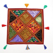 Copricuscino etnico patchwork multicolore decorazione casa federe divano Qr