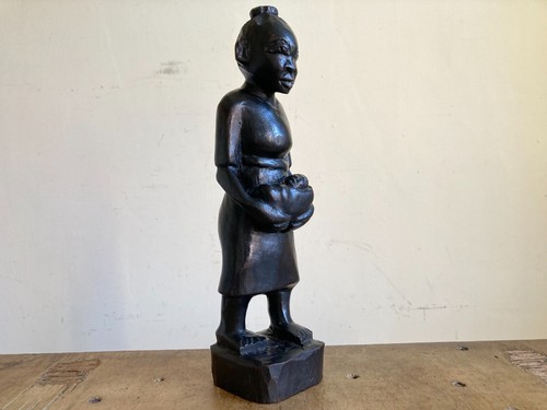 African carved ebony statue - african,
