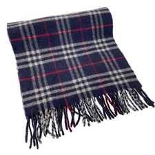 Stola Burberry London in lana con frange Nova Check Navy 2495