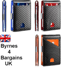 Portafoglio Uomo RFID SAFE Carbon Look Contactless Blocco Carte Venditore UK