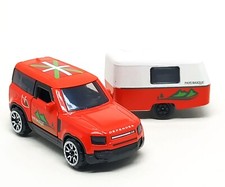 Majorette Land Rover Defender 90 French Touch Rosso + Eriba Puck 1:66 3" senza confezione