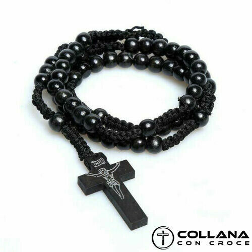 Collana rosario legno con - in,