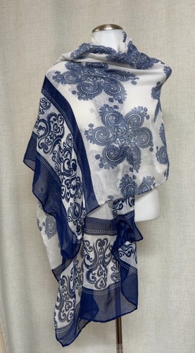 Sciarpa paisley bianca navy