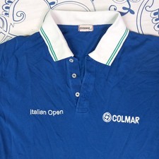 COLMAR VINTAGE 90S POLO  SHIRT MARIO COLOMBO ITALIAN OPEN TG 6 -L LINEA GOLF BLU