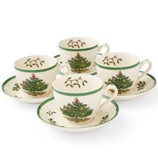 Spode Tazza da tè e piattino con albero di Natale set di 4 (multicolore)