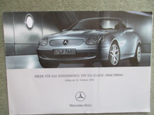Mercedes Benz SLK R170 200 K 230K 320 Roadster Final Edition Preisliste 2/2003