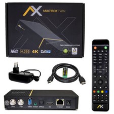 AX Multibox Twin Ricevitore Sat 4K con 2x DVB-S2 WiFi WLAN 2160p H.265 Linux E2+