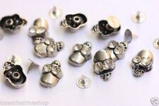 Borchie teschio a rivetto con strass in vetro 11,6x17 mm quantità scelta