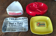 Lotto 4 Pezzi Posacenere Pubblicitario Vintage Chianti Haig Il Telegrafo Vittori