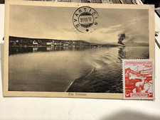 cartolina TROMSO NORGE STAMP SPITZBERGEN SVARTISEN LLOYD AUSTRIACO THALIA NAVE