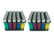 2 X Box Da 50 Accendini Colorati Trasparenti Con Accensione A Pietrina