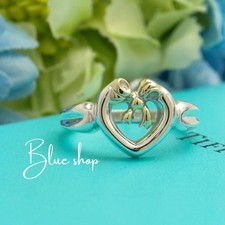 Anello Tiffany & Co. nastro fiocco cuore misura 6 argento sterling 925 e oro 18 carati