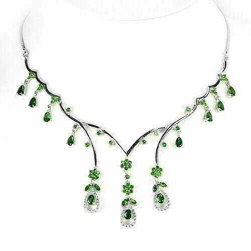Collana argento cromo diopside - argento,