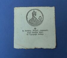 Santino Segno di Comunione Pasquale 1867 Napoli San Gennaro Tip Arcivescovile