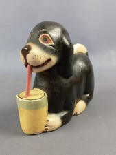 Statua cane legno intagliato e