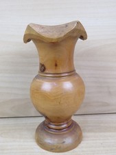 vecchio VASO IN LEGNO D'ULIVO portafiori lavorato a mano vasetto vintage intagli