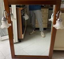 specchio bagno marrone con faretti inclusi 