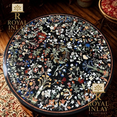 Tavolo pietra dura floreale - pietra,