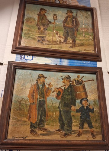 Coppia dipinti olio g - dipinti, ad