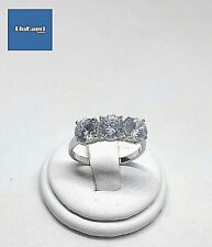 Anello Donna in Argento 925 TRILOGY 3 pietre 5 mm da 1,5 karati taglio brillante