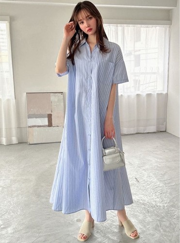 Abito camicia svasato - , con