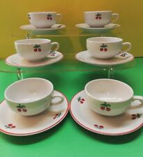 Richard Ginori 6 TAZZINE CAFFÈ CILIEGIE CHERRIES CILIEGIA VINTAGE CUP PIATTO 