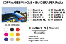 COPPIA ADESIVI PILOTA NOME COGNOME AUTO RALLY BANDIERA ITALIANA TONDA STICKERS