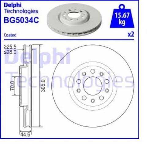 Delphi dischi freno ø305 mm - freno,