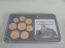 RARA SERIE 8 MONETE CIPRO PLACCATO IN ORO 24K TIRATURA MOLTO BASSA 9.999 CON...