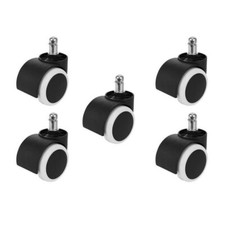 SET 5 RUOTE PER SEDIA DA UFFICIO ROTELLE NERE KIT RICAMBIO POLTRONA GIREVOLE 5PZ