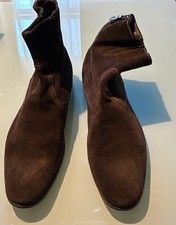 Stivali Paul Smith Dip Dyed Made In Italy in pelle scamosciata marrone con zip taglia 8 UK