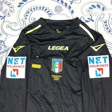 LEGEA ITALIA FIGC MAGLIA ARBITRO CALCIO ORIGINALE TGL PATCH RICAMO BLACK SHIRT 