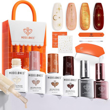 Kit Semipermanente Unghie, 4 Colori Kit Unghie Gel Completo Con Lampada Led 8W, 