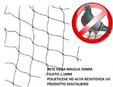 5MTx5MT RETE PROFESSIONALE ANTI PICCIONI E COLOMBI COLOR NERO MAGLIA CM.5X5