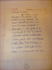Lettera Autografa VITTORIO GUSSONI pittore a PINO GUZZARDELLA 1952 ARTE Sanremo