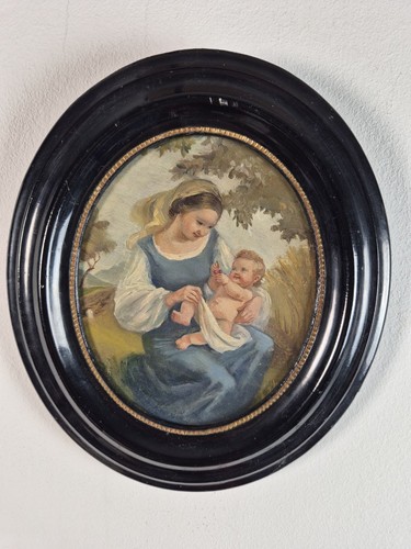 Antico dipinto olio tondo - dipinto,