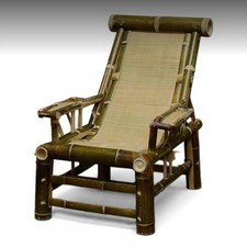 Poltrona reclinabile in bambù artigianale con cuscino