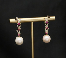 Ear Stud Zircon Bowknot Delicate Retro White South Sea Pearls Earrings 925S