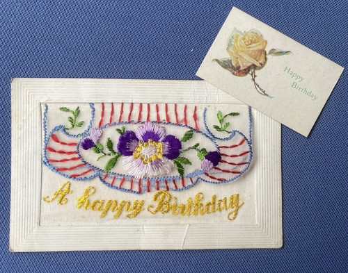 Ww1 embroidered silk postcard - ww1,