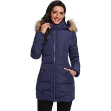 Parka piumino lungo Epsion donna M con cappuccio ispessito blu navy invernale 90% piumino con cappuccio