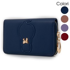 Portafoglio Donna Zip Fiocco Oro Scomparti Carte Credito Borsellino Elegante